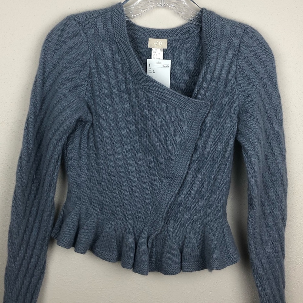 H&M light blue Asymmetrical  cropped sweater